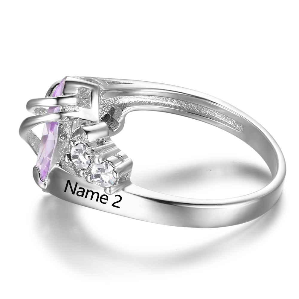 Custom 925 Sterling Silver Love Bands- Crafted with Birthstone - Personalized Jewel