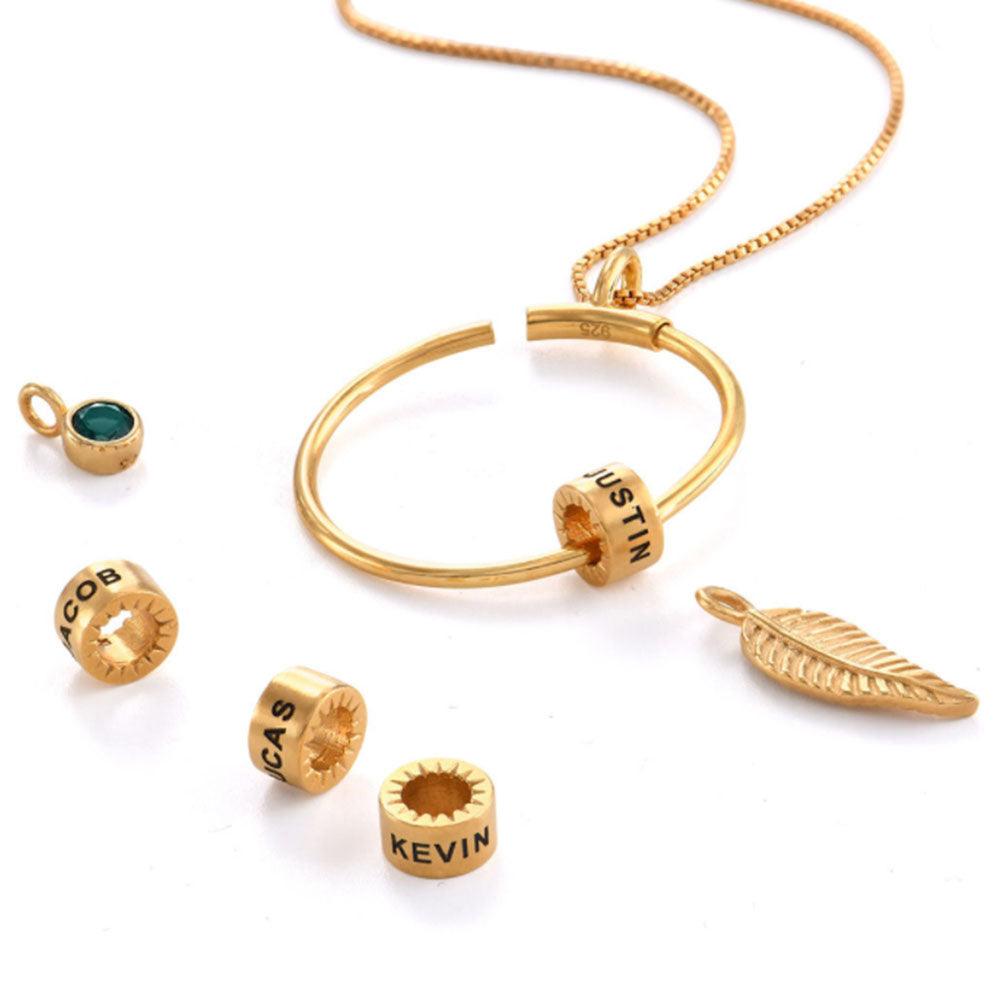 Custom Circle Pendant Necklace - 1 Custom Name & Birthstone - Personalized Jewel