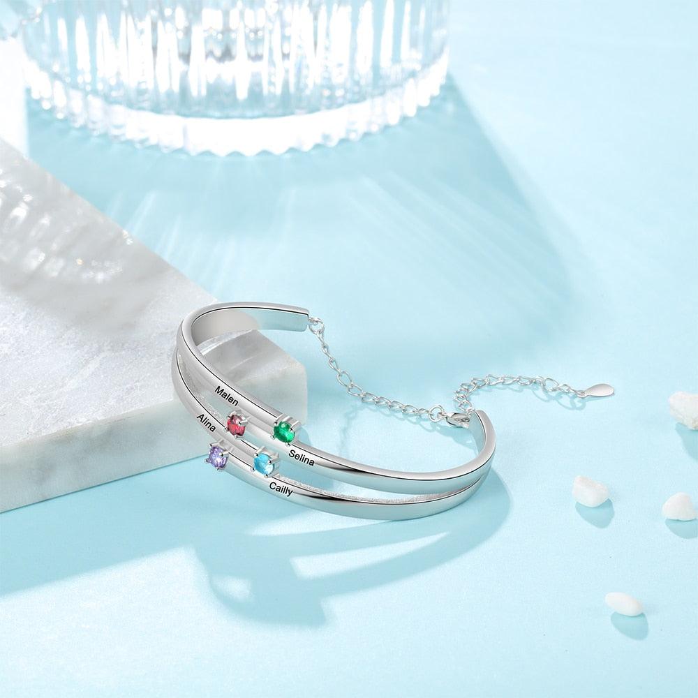 Customized 4 Birthstones Bracelet Personalized Bracelet for Family - Personalized Jewel