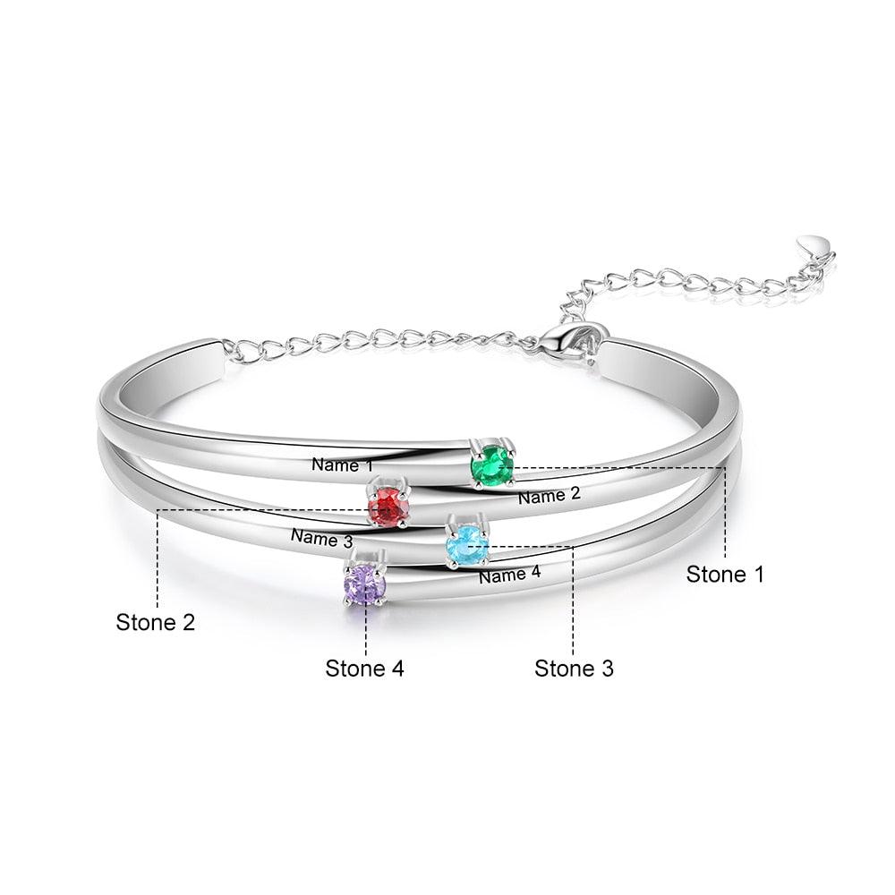 Customized 4 Birthstones Bracelet Personalized Bracelet for Family - Personalized Jewel