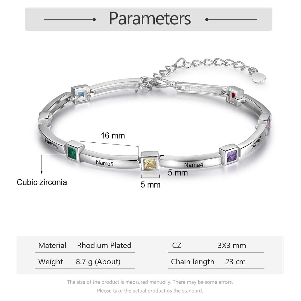 Customized 8 Names Engraved Bracelet - Personalized Jewel