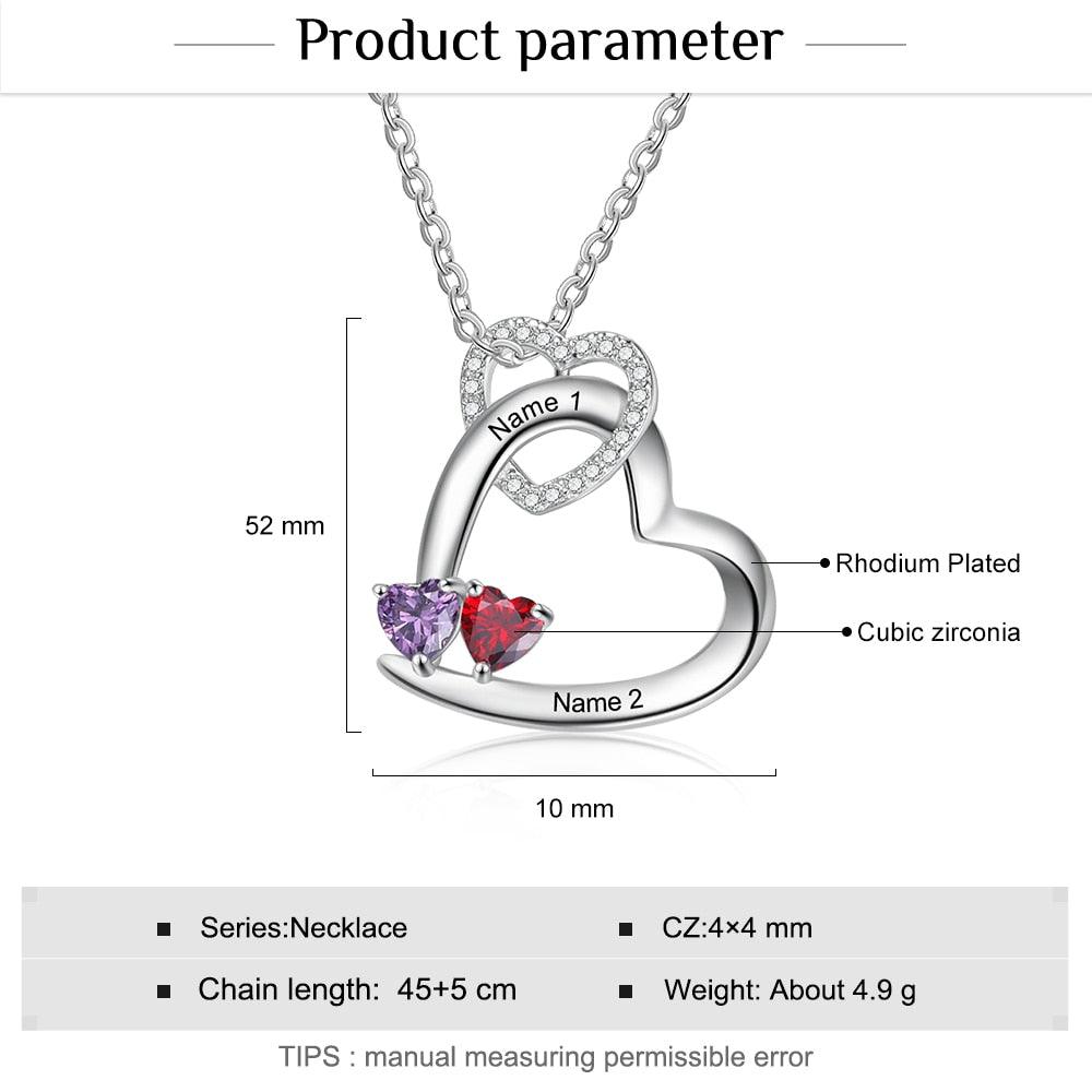 Customized Interlocked Hearts Engraved Pendant Jewellery, Two Names Pendant Accessories for Women, Fashion Jewellery for Girls - Personalized Jewel