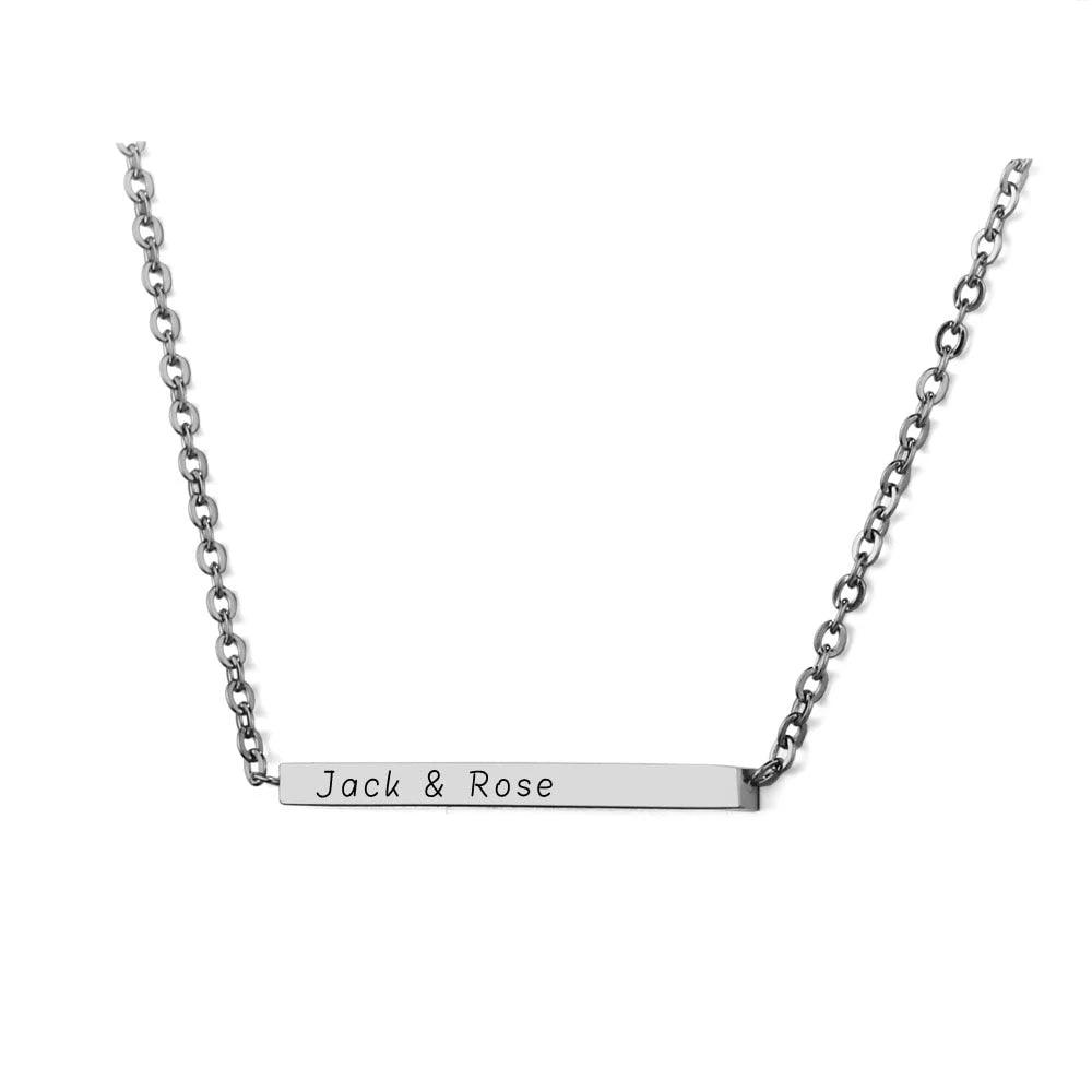 Customized Stainless Steel Engraved Nameplate Necklace, 3 Color Options, Personalized Trendy Jewelry - Personalized Jewel