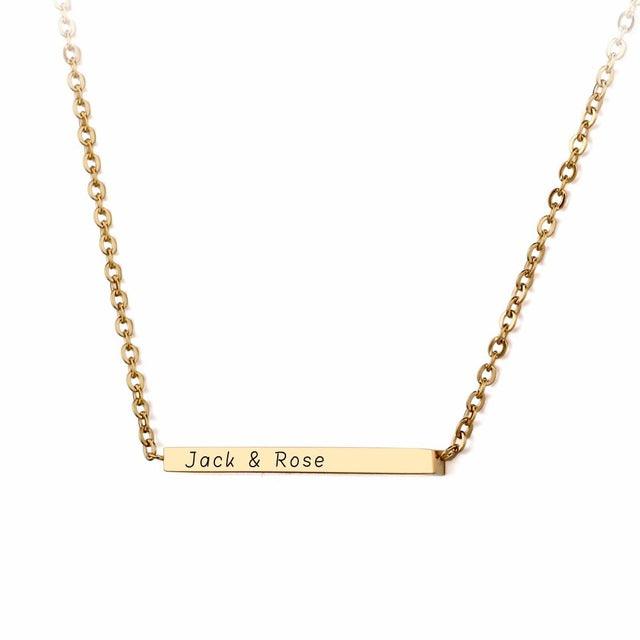 Customized Stainless Steel Engraved Nameplate Necklace, 3 Color Options, Personalized Trendy Jewelry - Personalized Jewel