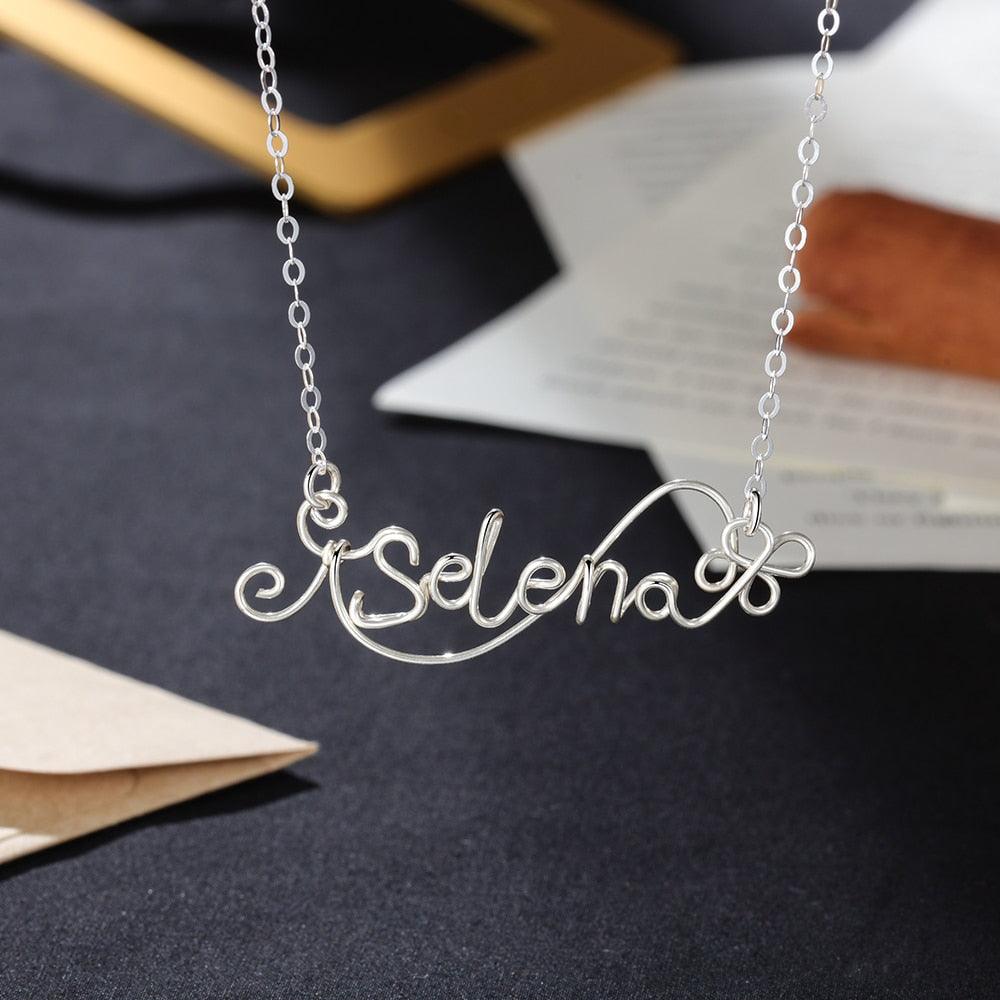 Cute Silver Wire Nameplate Pendant Silver Jewellery for Women - Personalized Jewel