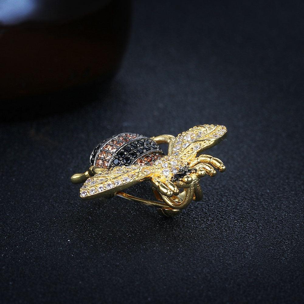 Cute Trendy Honey Bee Brooches for Women, Insect Shape Pins with Crystals, Badges for Female Clothes & Other Accessories - Personalized Jewel