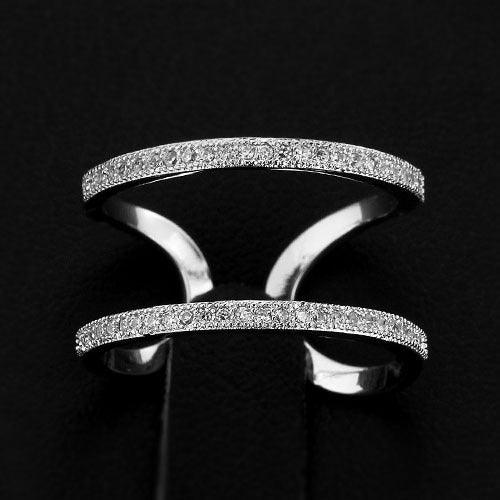 Elegant Designer Rhodium Plated Adjustable Rings with CZ Stones, Fashion Jewelry Gift for Women - Personalized Jewel