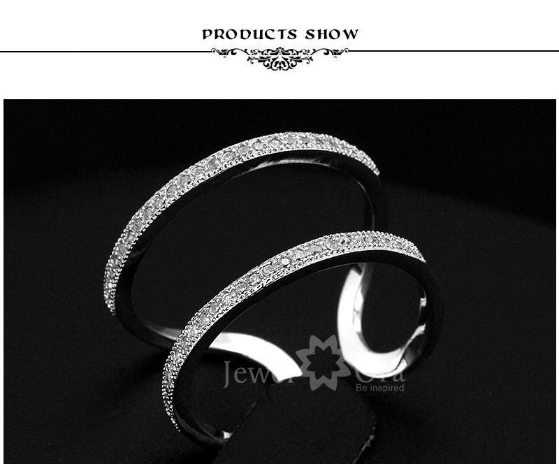 Elegant Designer Rhodium Plated Adjustable Rings with CZ Stones, Fashion Jewelry Gift for Women - Personalized Jewel
