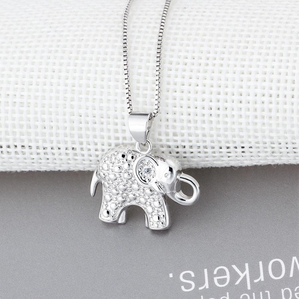 Fashion Box Chain Necklace with Elephant Shape Pendant, Party Jewelry for Women - Personalized Jewel