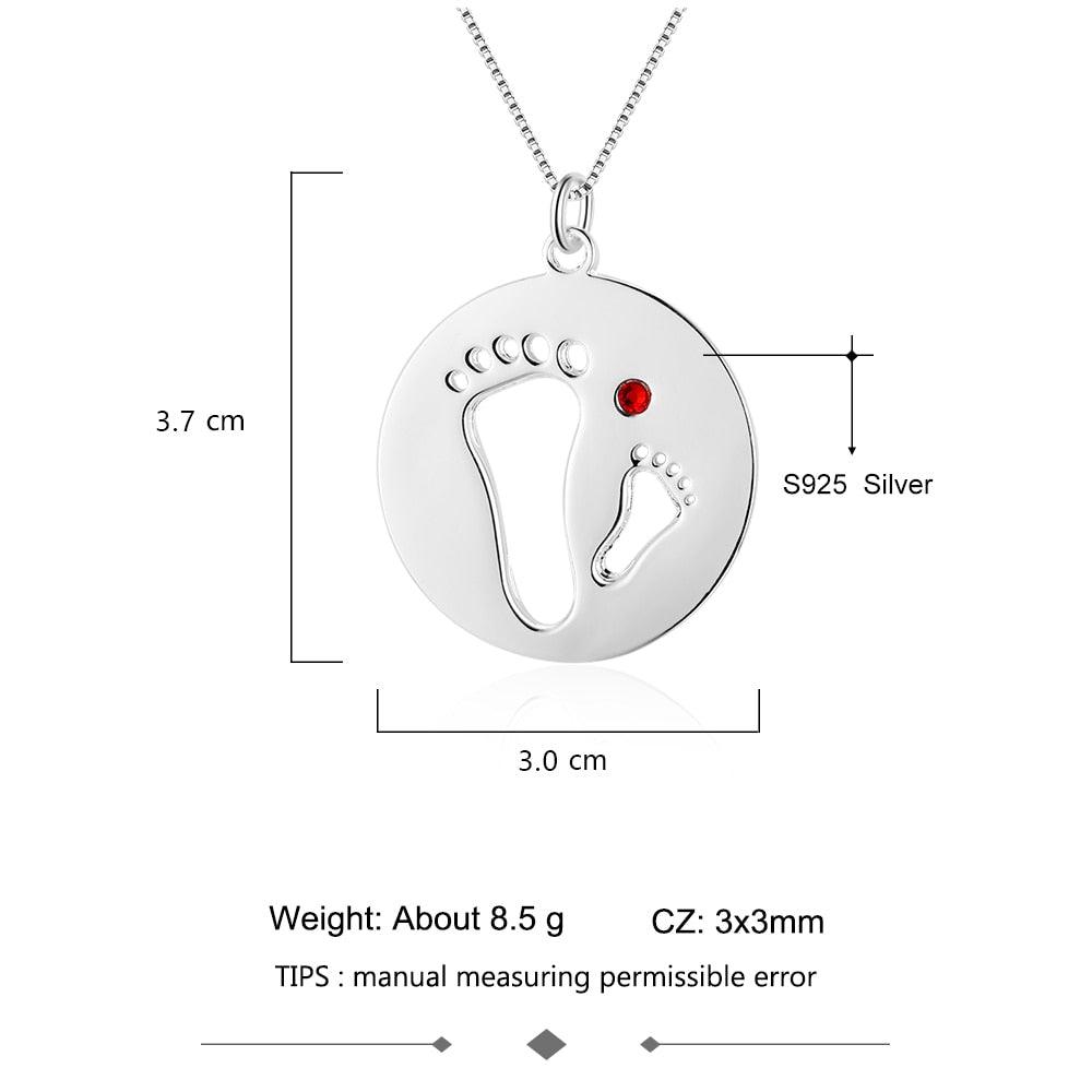 Footprint 925 Sterling Silver Necklaces, Fashion Jewelry for Girls, Trendy Women’s Pendants - Personalized Jewel