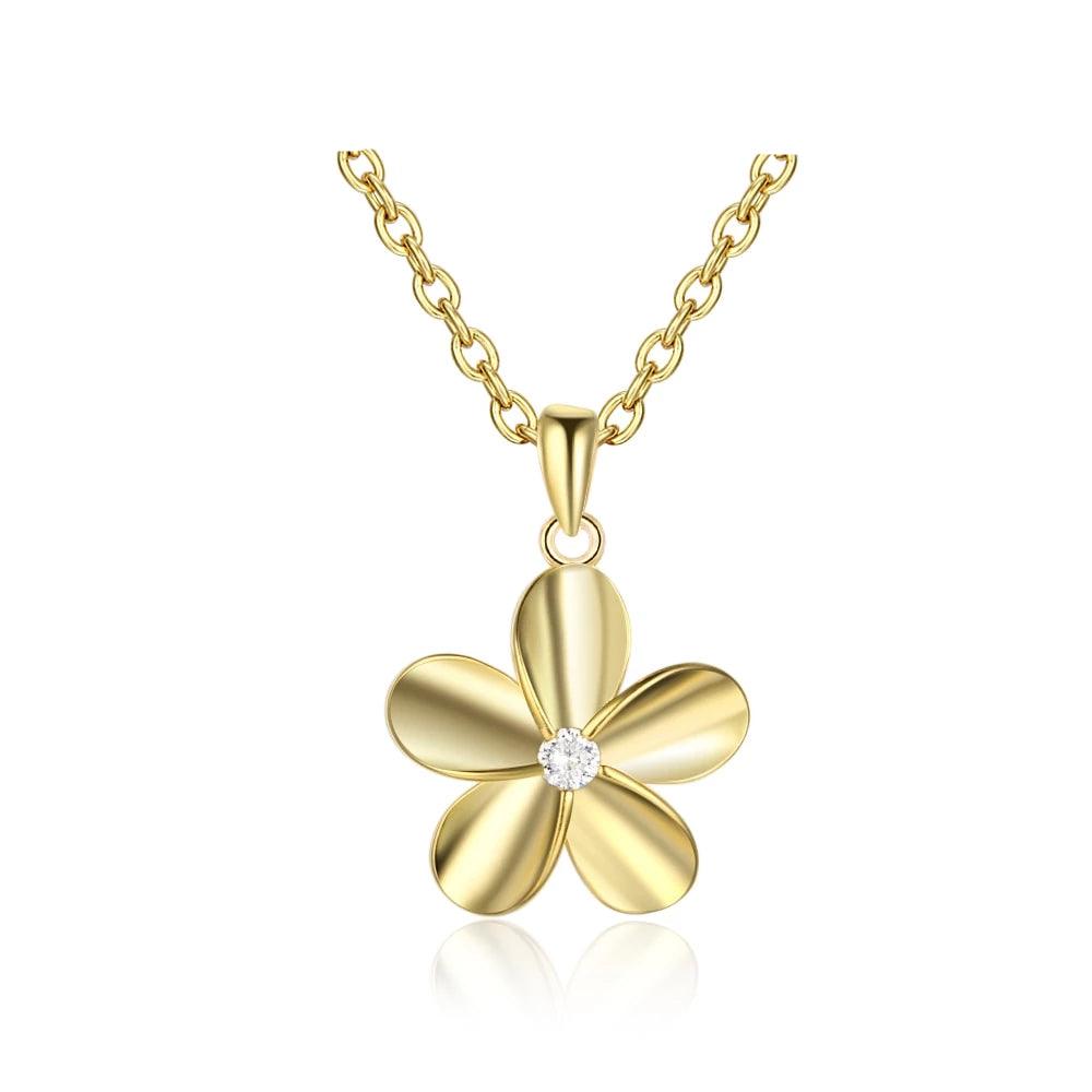 Gold Color Flower Pendant Necklace for Women with Zirconia, Gift for Any Women - Personalized Jewel