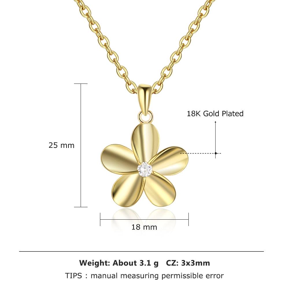 Gold Color Flower Pendant Necklace for Women with Zirconia, Gift for Any Women - Personalized Jewel