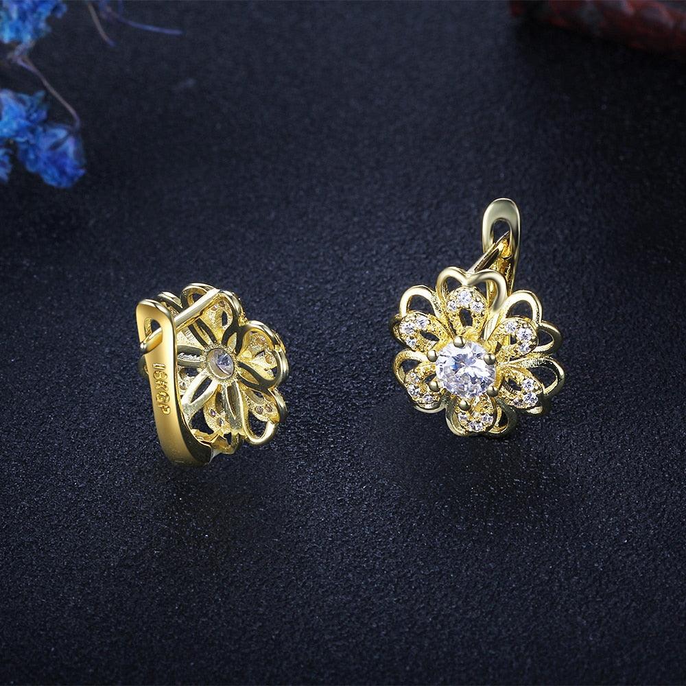 Gold Flower Hoop Earrings- Simple Earrings for Women - Personalized Jewel