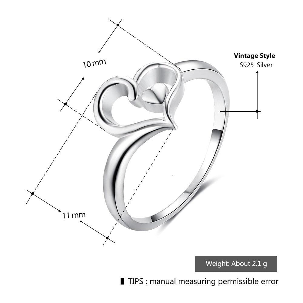 Halo Heart Swirls Shape Rings Sterling Silver Wedding Rings Women - Personalized Jewel