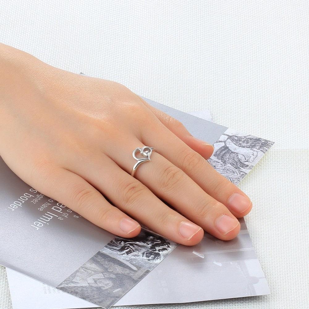 Halo Heart Swirls Shape Rings Sterling Silver Wedding Rings Women - Personalized Jewel