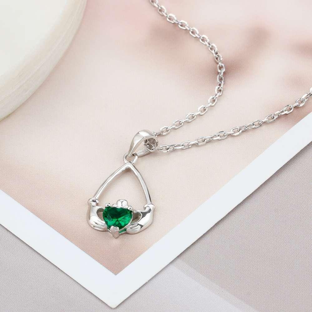 Hand Holding Heart Personalized 12 Birthstone Pendant Necklace 925 Sterling Silver Jewelry Gifts For Her - Personalized Jewel