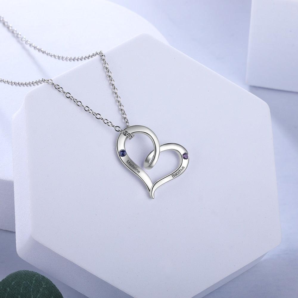 Heart Charm Necklace- 3-Name Engraving Necklace Trendy Necklace for Women - Personalized Jewel