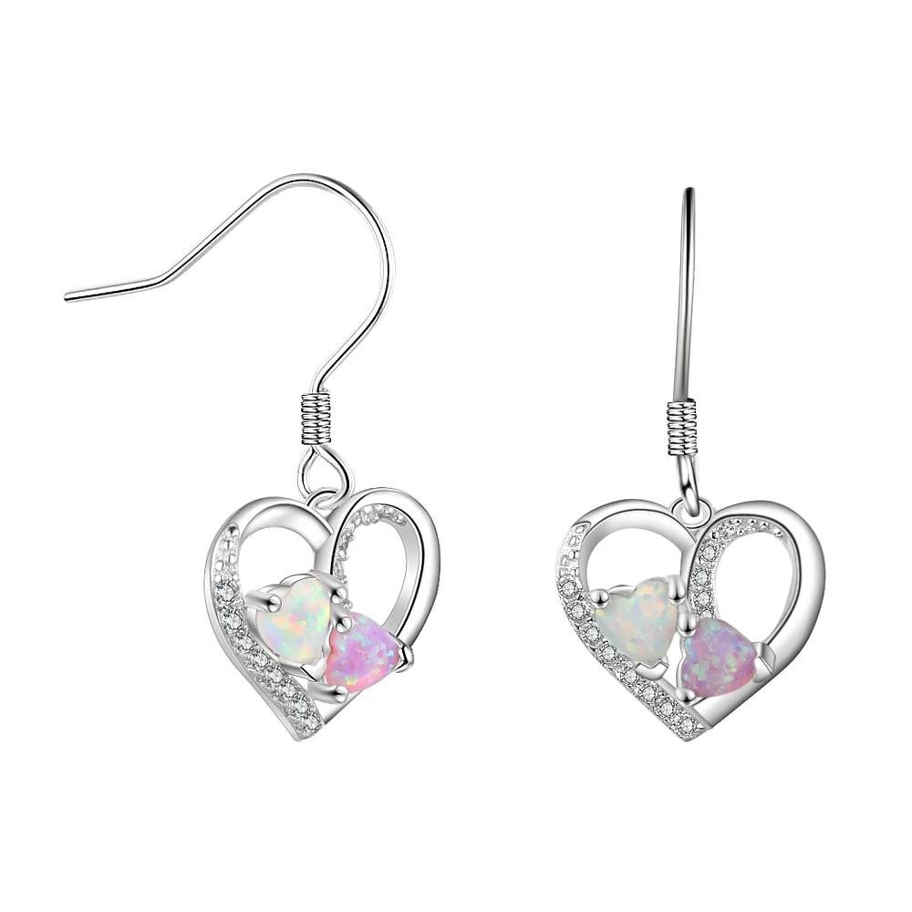Heart Colorful Opal Stone Earrings for Women Birthday Jewelry for Women - Personalized Jewel