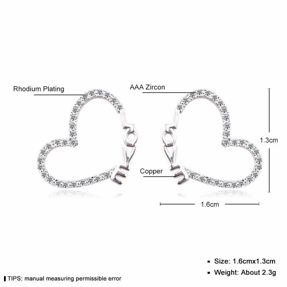 Heart Shape Love Pattern Jewelry- Zirconia Stud Earrings for Girls- Stylish Accessories for Women- Love Jewelry for Women - Personalized Jewel