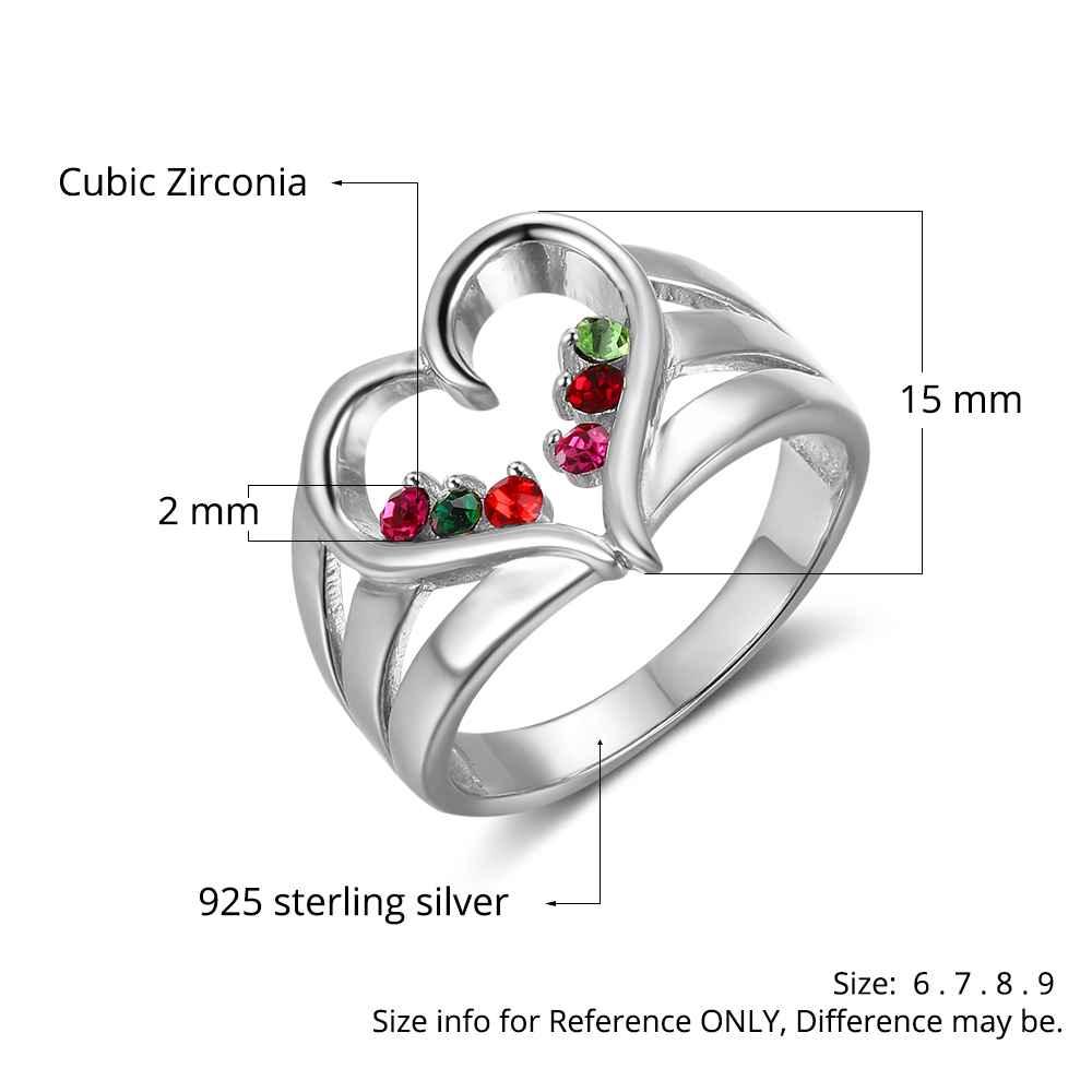 Heart Shaped Engagement Female Ring - Engraving Birthstone Wedding Band - Personalized Jewel