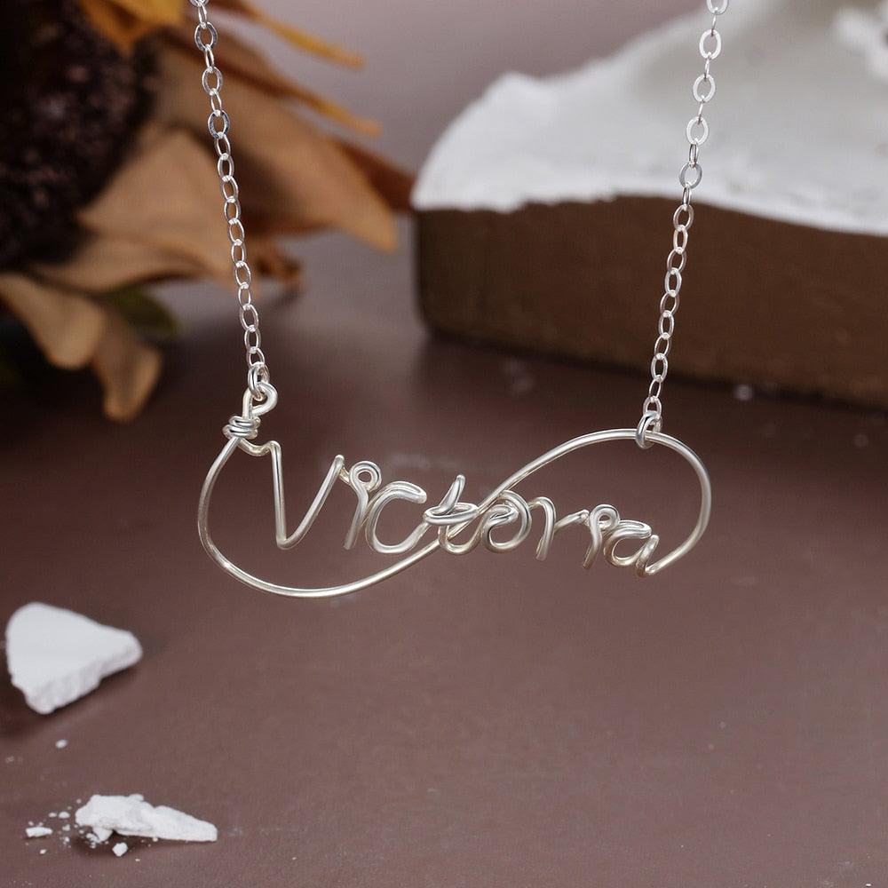 Infinity and Nameplate Pendant, 925 Sterling Silver Necklace, Personalized Silver Necklace for Women - Personalized Jewel