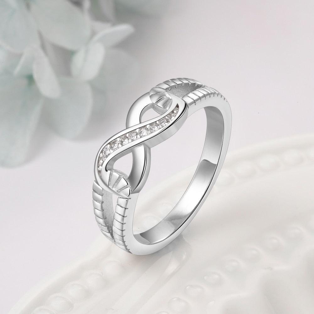 Infinity Diamonds Open Design Sterling Silver Ring, Trendy Women Jewelry, Gift for All Occasions - Personalized Jewel