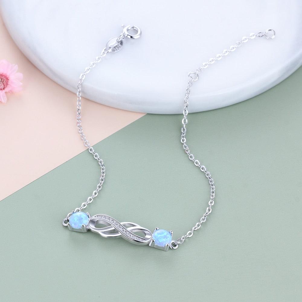 Infinity Love Blue Opal Stone Bracelets & Bangles 925 Sterling Silver Bracelets For Women Party Jewelry - Personalized Jewel