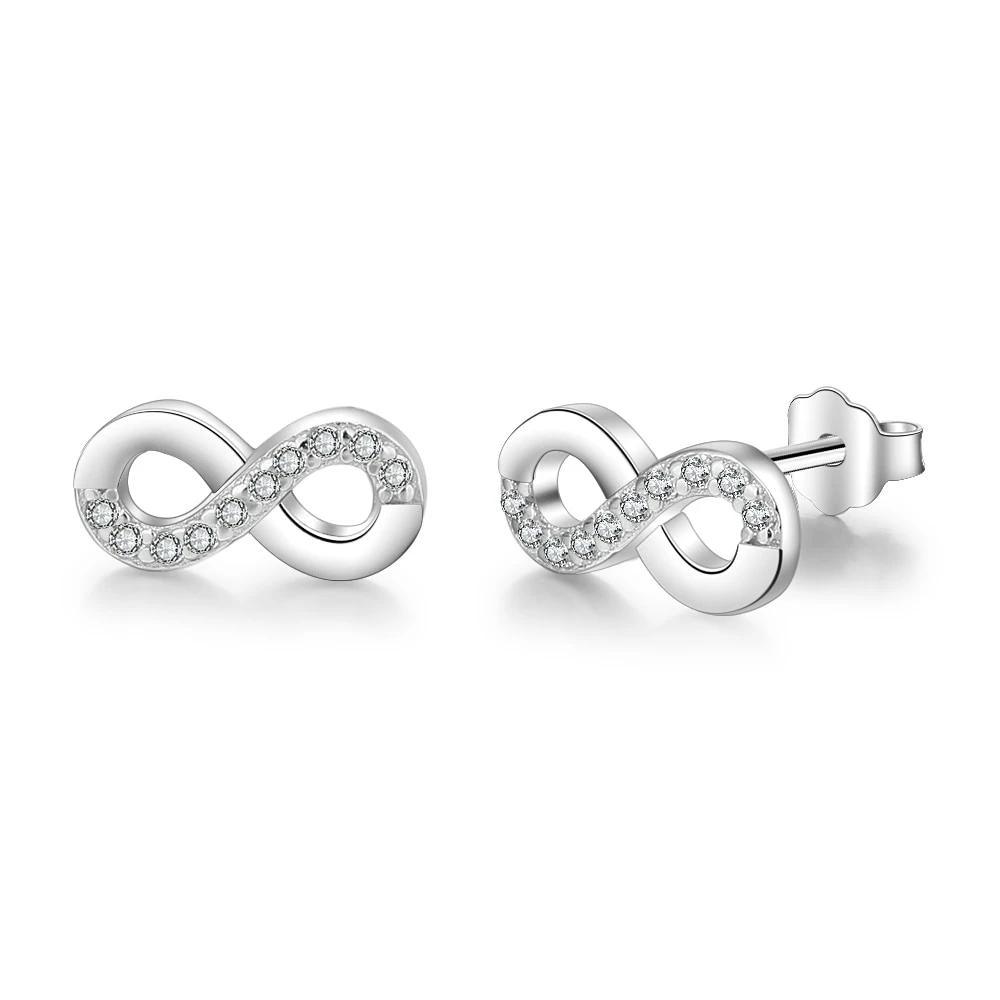 Infinity Love Earrings for Women- Sterling Silver Earrings for Women- Cubic Zirconia Stone Earrings for Women- Party Accessories for Women - Personalized Jewel