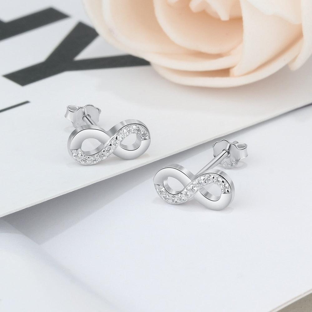 Infinity Love Earrings for Women- Sterling Silver Earrings for Women- Cubic Zirconia Stone Earrings for Women- Party Accessories for Women - Personalized Jewel