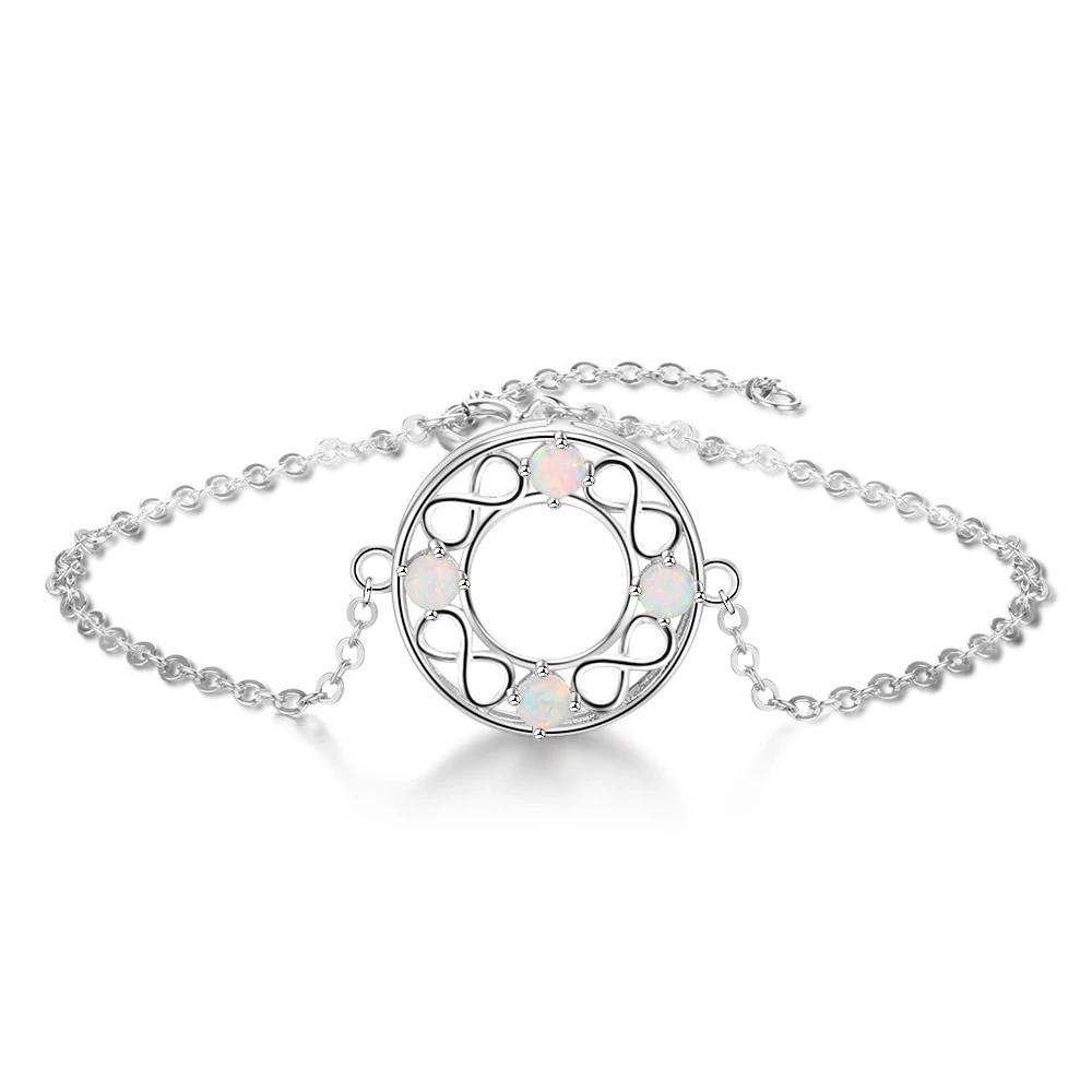 Infinity Love Hollow Round Milky Opal Stone Bracelets & Bangles 925 Sterling Silver Bracelets For Women - Personalized Jewel