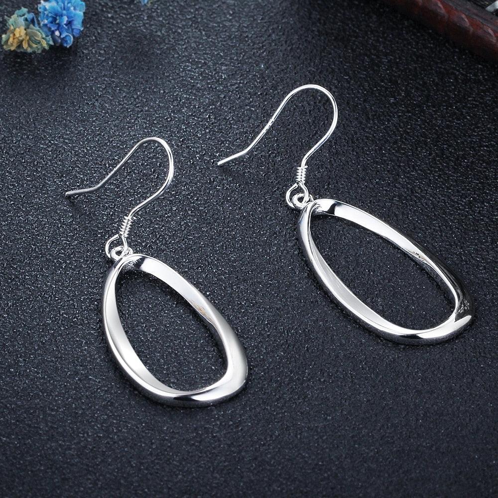 Irregular Elliptical Hollow Earring for Women- Exaggerated Drop Earrings for Women- Sterling Silver Earrings for Women - Personalized Jewel
