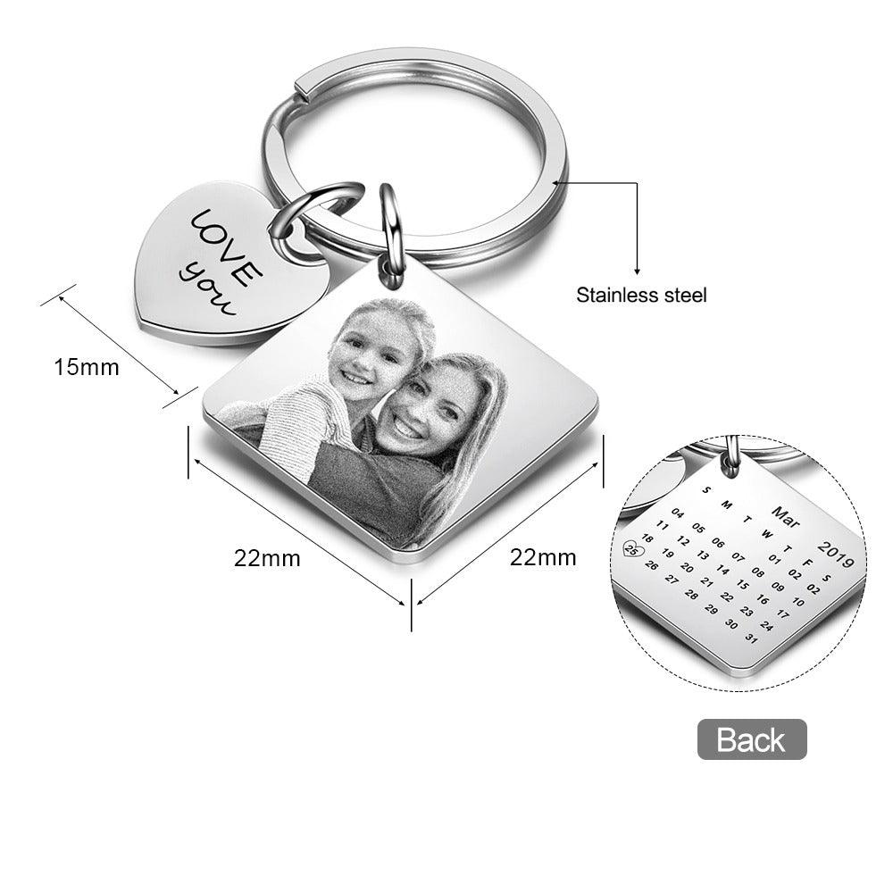 Keyring with Personalised Photo & Date - Personalized Jewel