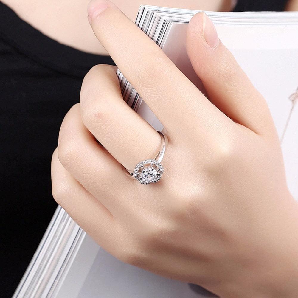 Luxurious 925 Sterling Silver Engagement Ring with Zircon Stone, Fashion Jewelry Party Rings for Women - Personalized Jewel