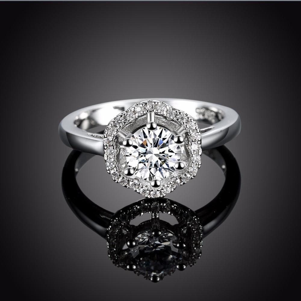 Luxurious 925 Sterling Silver Engagement Ring with Zircon Stone, Fashion Jewelry Party Rings for Women - Personalized Jewel