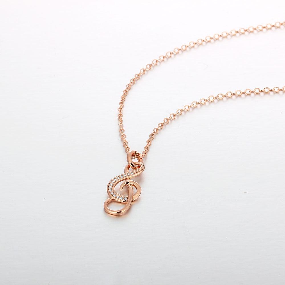 Music Note Cubic Zirconia Pendant Necklace, Copper, Rose Gold Color Jewelry For Women - Personalized Jewel