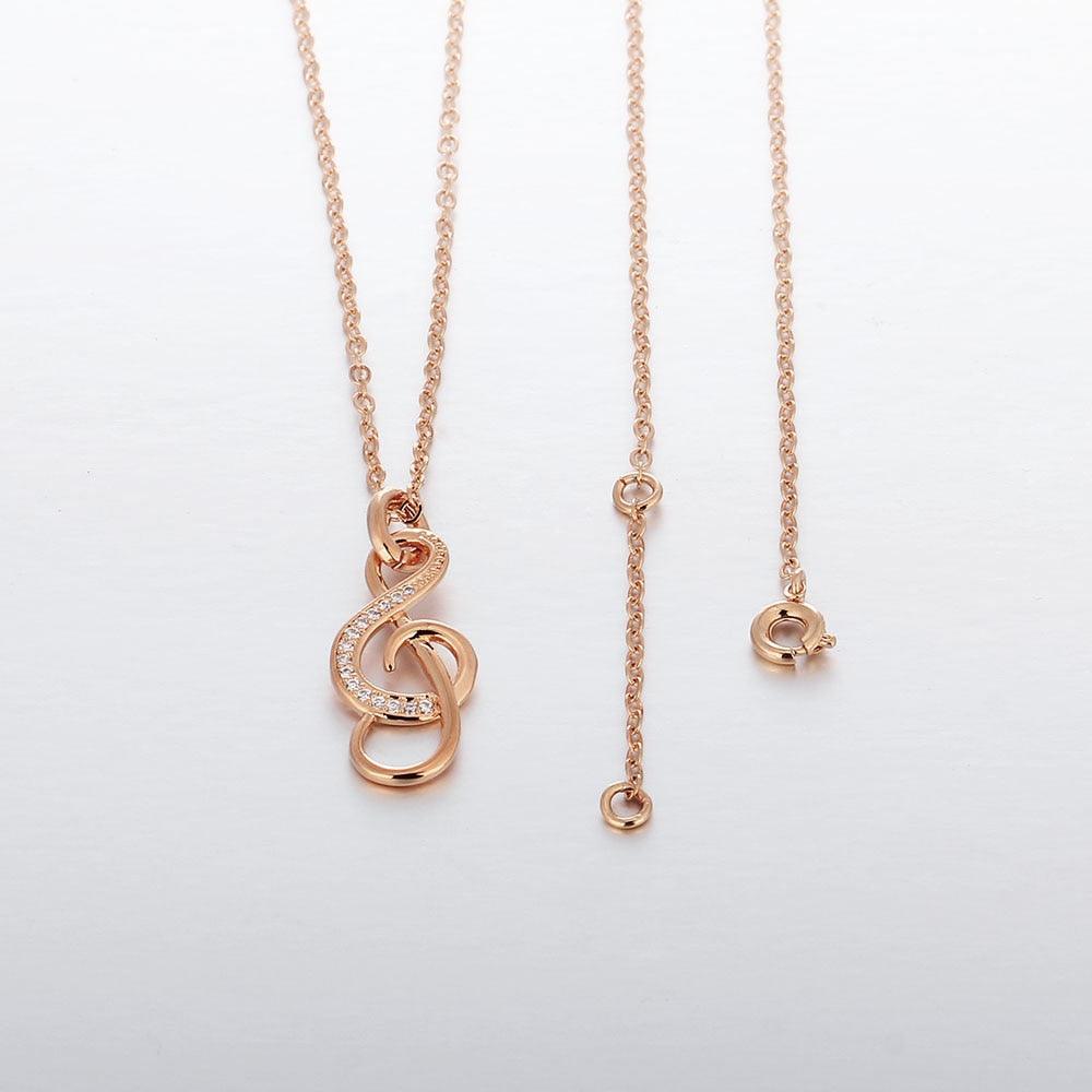 Music Note Cubic Zirconia Pendant Necklace, Copper, Rose Gold Color Jewelry For Women - Personalized Jewel