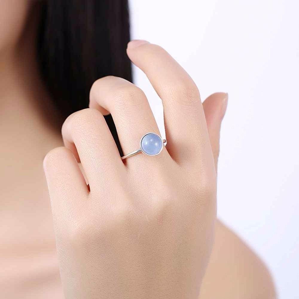 Office Wear Ring for Women - Blue Stone Set Ring for Women - Silver Ring for Women - Valentines’ Day Gift for Women - Personalized Jewel