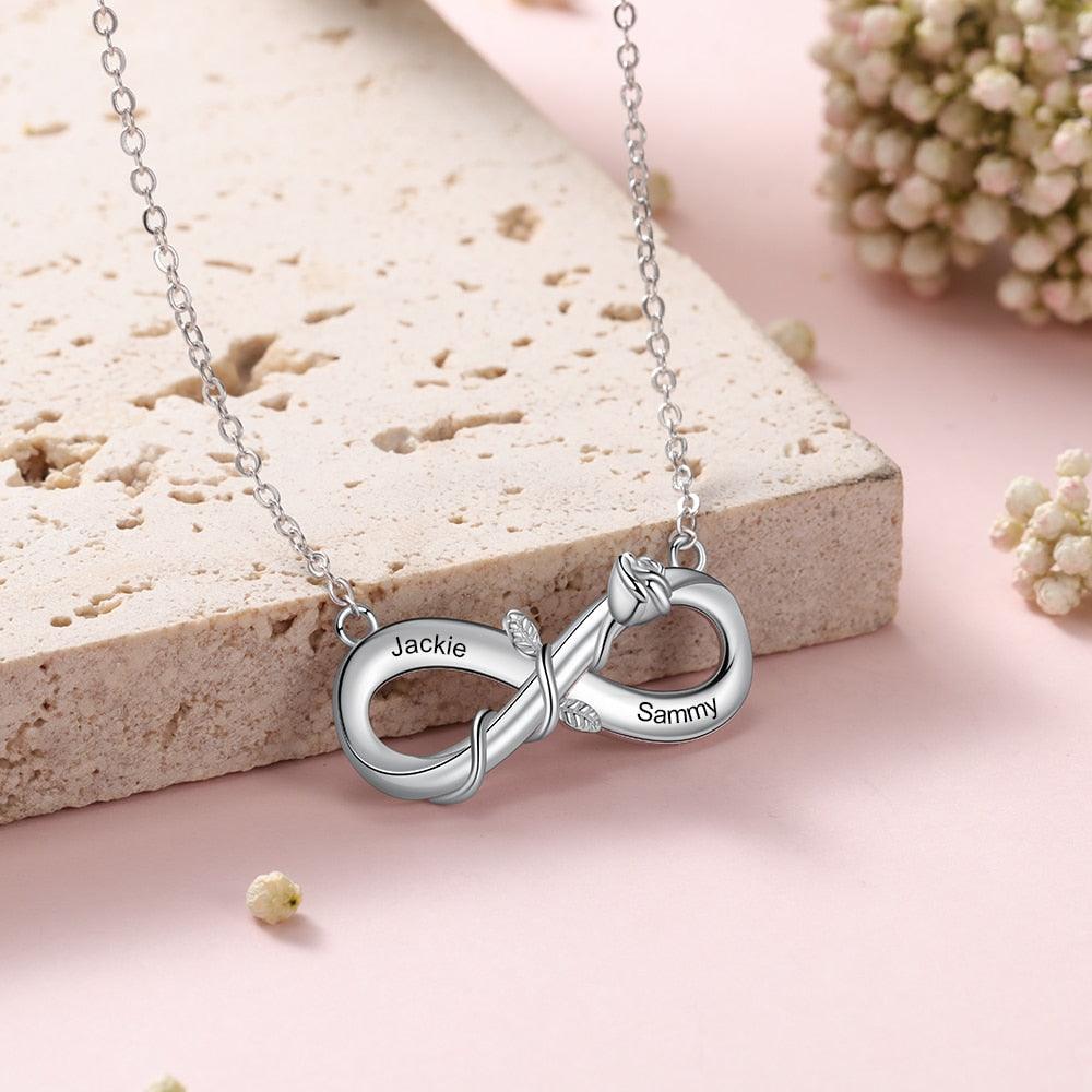 Personalised Infinity Chain Necklace With Two Name Engravings, Valentine’s Day Gift For Her - Personalized Jewel
