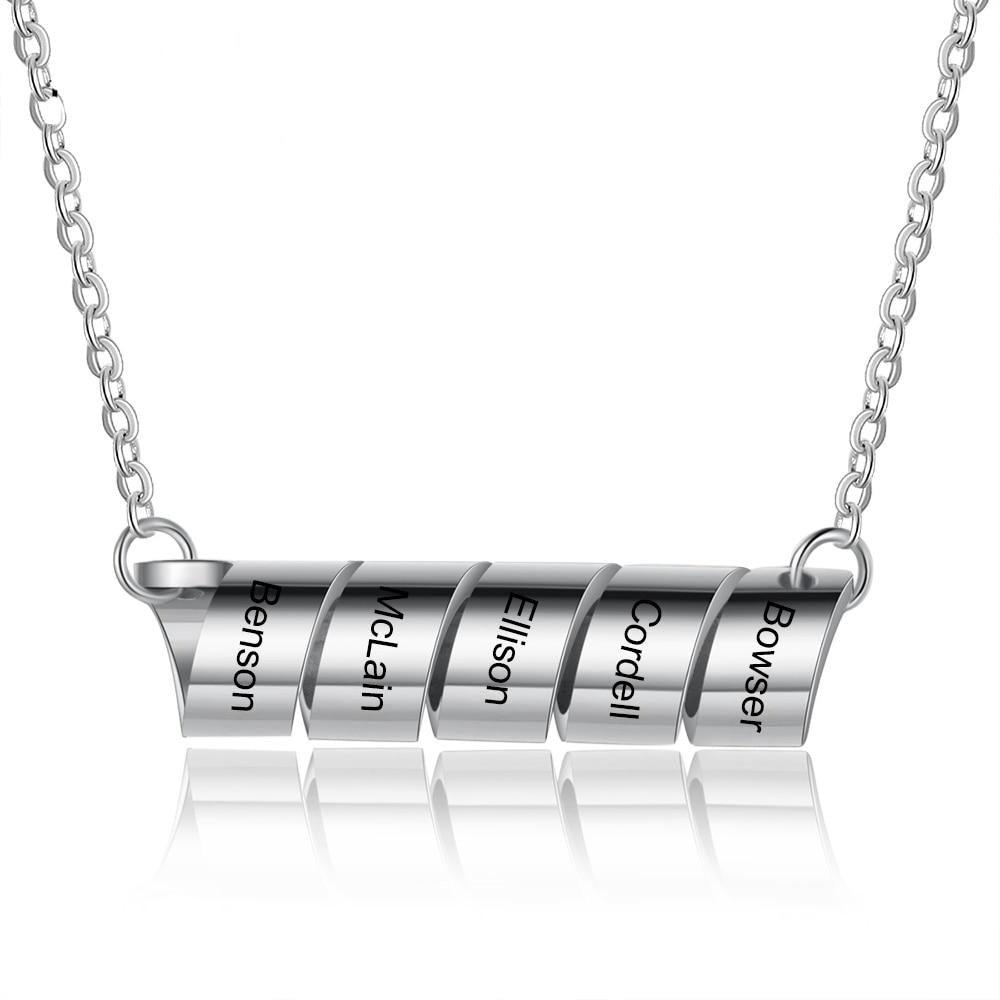 Personalized 5 Name Engraving Pendant Chain - Twisted Stainless-Steel Chain For Men - Personalized Jewel