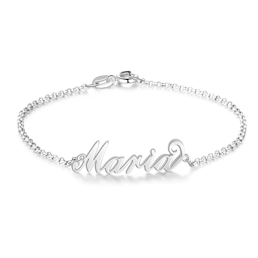 Personalized 925 Sterling Silver Custom Name Bracelet with Customized Charms Chain for Women, Gift for Sister - Personalized Jewel