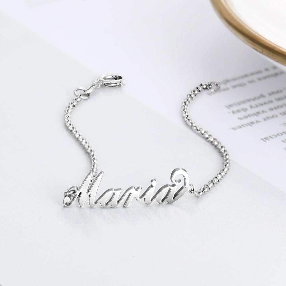 Personalized 925 Sterling Silver Custom Name Bracelet with Customized Charms Chain for Women, Gift for Sister - Personalized Jewel