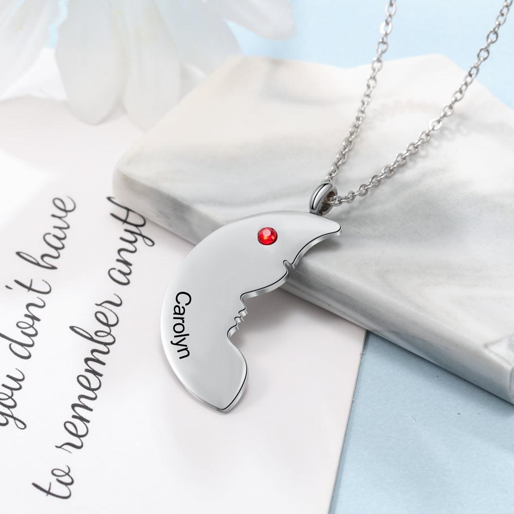Personalized 925 Sterling Silver Love Necklace - 2 Custom Names & Birthstones Connect Us Together Necklace - Fashion Gift Jewelry For Friends & Family - Personalized Jewel