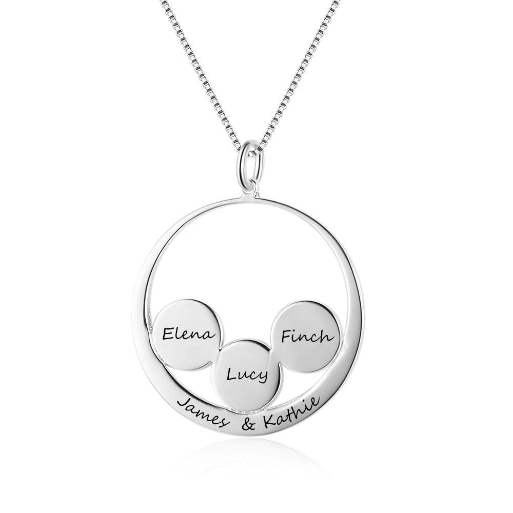 Personalized 925 Sterling Silver Name Necklace & 3 Round Together in a Circle Pendant, Trendy Women’s Jewelry - Personalized Jewel