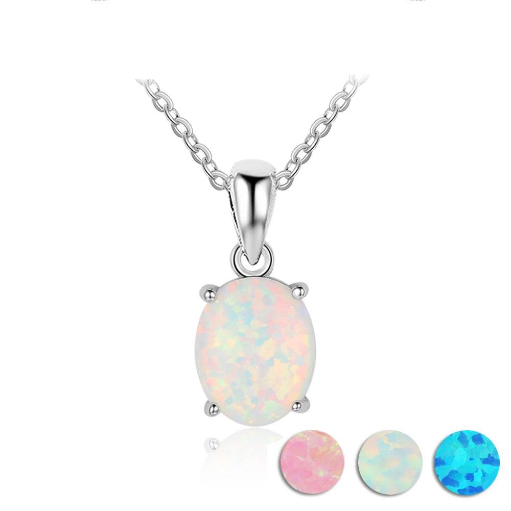Personalized 925 Sterling Silver Necklace for Women with Milky Opal Pendant, Wedding Gift for Girls - Personalized Jewel
