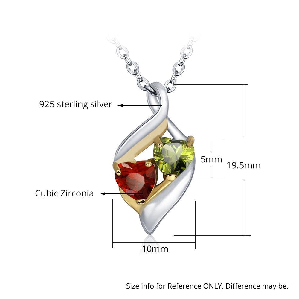 Personalized 925 Sterling Silver Necklace With 2 Birthstones, Trendy Name Engraved Women’s Pendant Necklace, Fashion Jewelry For Mother & Daughter - Personalized Jewel