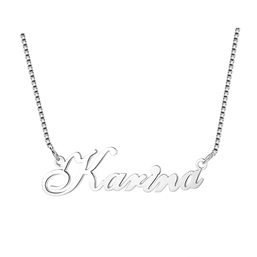 Personalized 925 Sterling Silver Necklace With Custom Russian Name Nameplate Pendant For Women - Personalized Jewel