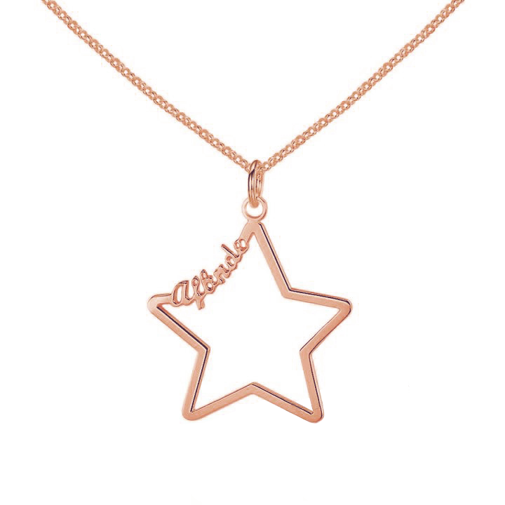 Personalized 925 Sterling Silver Star Necklace, Name Engraved Pendant Necklaces, Jewelry Gift for Women - Personalized Jewel