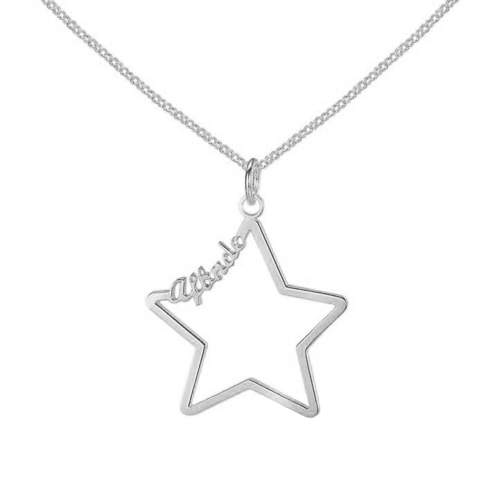Personalized 925 Sterling Silver Star Necklace, Name Engraved Pendant Necklaces, Jewelry Gift for Women - Personalized Jewel