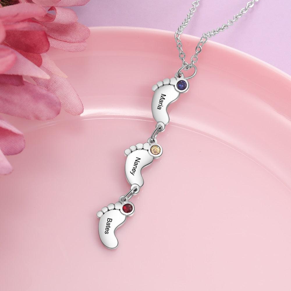 Personalized Baby Feet Stainless Steel Necklace For Women Fashion Pendant For Ladies - Personalized Jewel