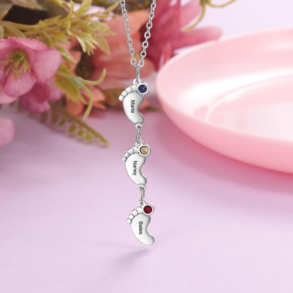 Personalized Baby Feet Stainless Steel Necklace For Women Fashion Pendant For Ladies - Personalized Jewel